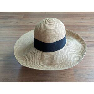 Nordstrom Women's One Size Wide-Brimmed Straw Floppy Sun Hat Summer Beach